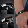 High Quality 2018 New Arrival Black Men PU Leather 1PC Punk Boys Unique Zinc Alloy Weave Knit Brown Bracelet Gifts