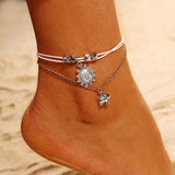 Bohemia Alloy Multi-layers Gold Silver Beads Sequins 3 Pieces Set Bracelet For Women Jewelry Foot Chain Anklets Accessories Gift