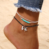 Bohemia Alloy Multi-layers Gold Silver Beads Sequins 3 Pieces Set Bracelet For Women Jewelry Foot Chain Anklets Accessories Gift