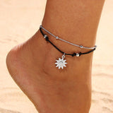 Bohemia Alloy Multi-layers Gold Silver Beads Sequins 3 Pieces Set Bracelet For Women Jewelry Foot Chain Anklets Accessories Gift